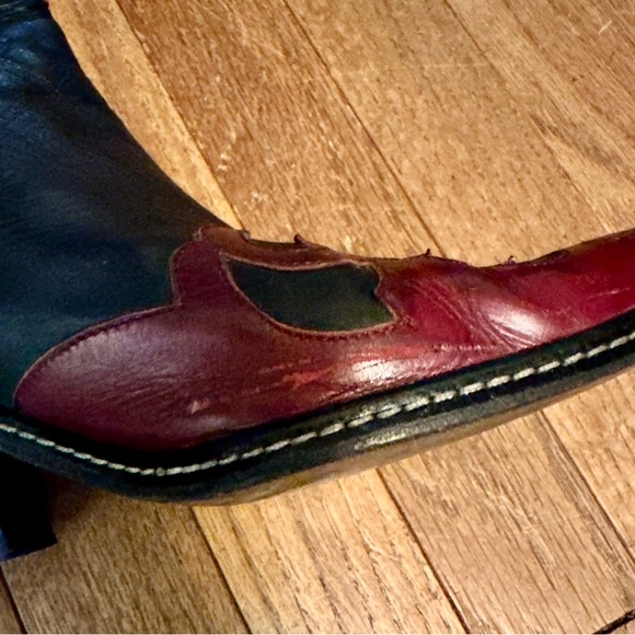 Donald J. Pliner Black and Red Genuine Leather Ankle Boots - Picture 10 of 12